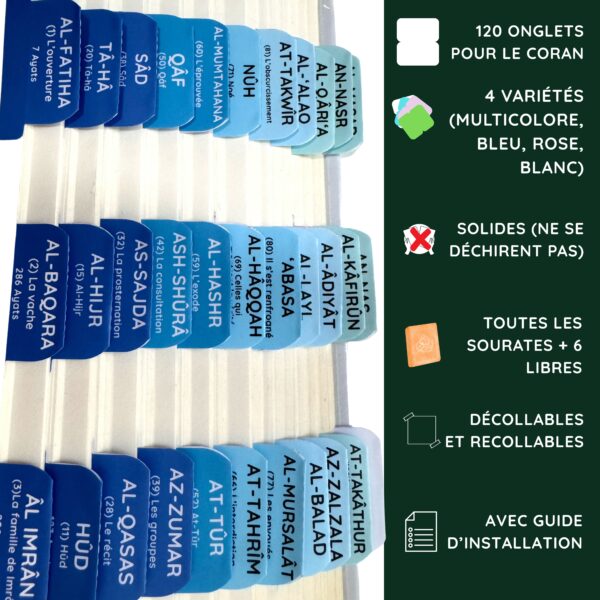 Onglets Coran 120 pièces (114 Sourates + 6 Vierges) – Marque - Pages islamiques - Image 4