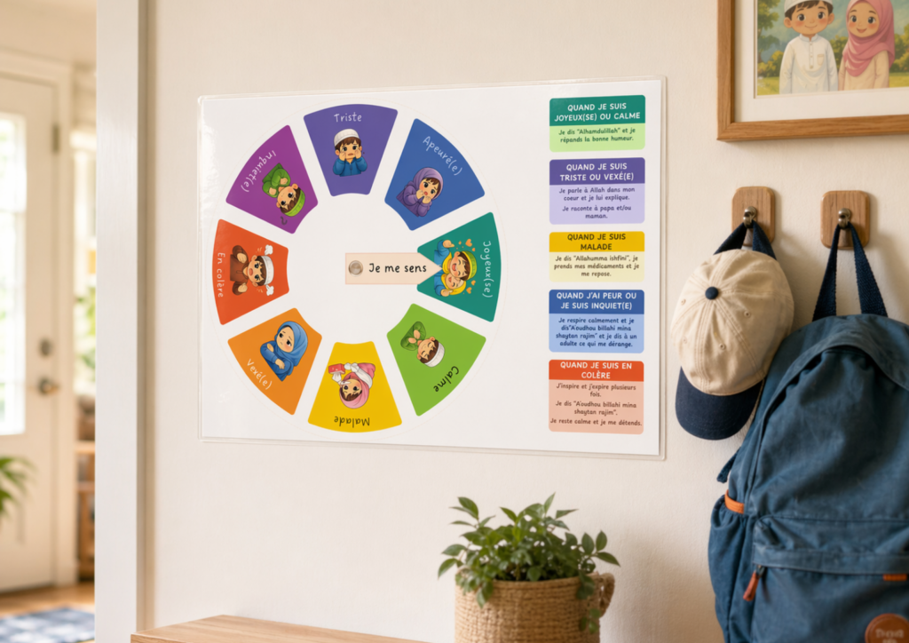 La roue des émotions islamique pour enfants, avec douas à imprimer